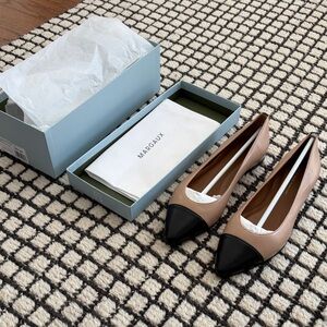 Margaux Pointe Cap-Toe Black and Tan Loafers